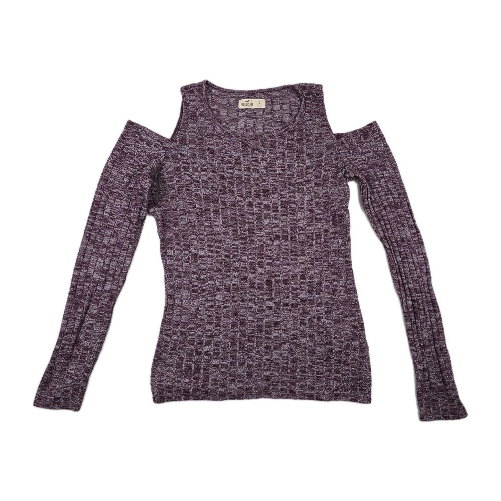 Hollister Women's Purple Marled Knit Open Shoulder Sweater‎ Size Large